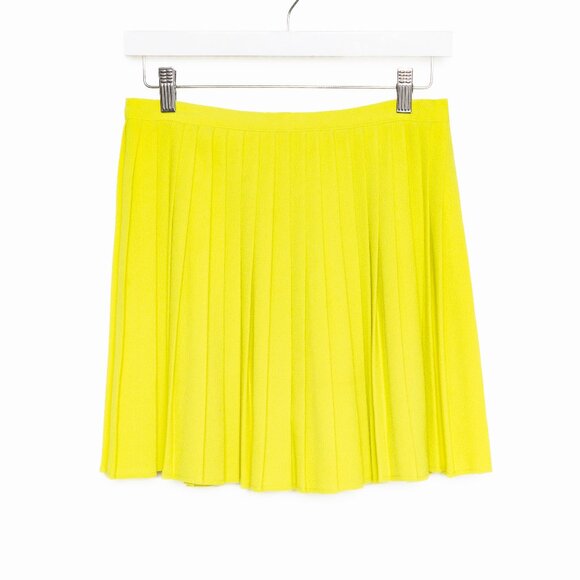 American Apparel Lime Neon Yellow Green Crepe Pleated Mini Skirt - Medium - Picture 1 of 9